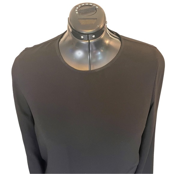 BCBG Max Azria Black Long Sleeve Blouse with Asymmetric Front Hem - Picture 3 of 13